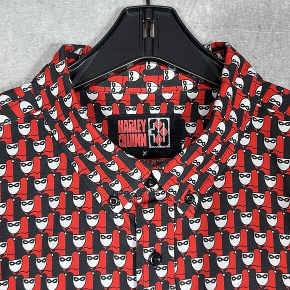 RSVLTS Harley Quinn 30 Mens XL Kunuflex Button Shirt Black Red Mosaic Mini Quinn - Picture 4 of 12